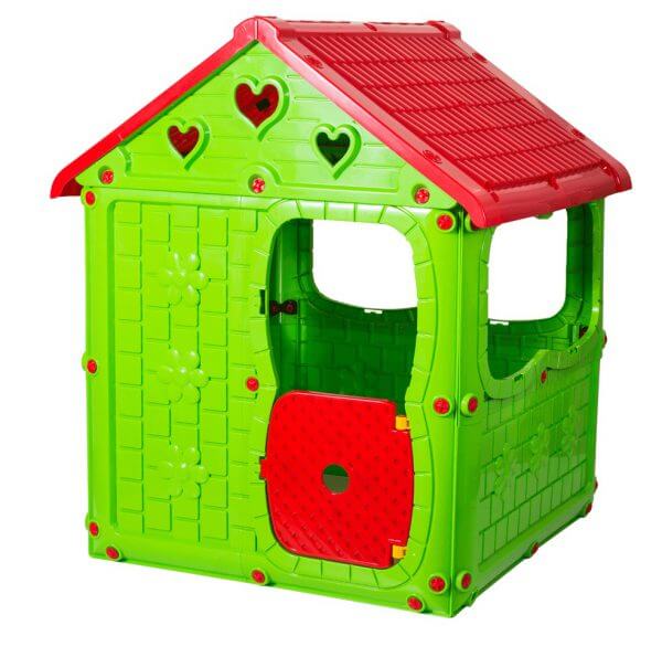 Kućica za decu 981015 zelene boje sa crvenim krovom