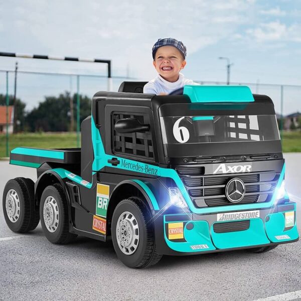 Licencirani kamion Axor sa prikolicom na akumulator 283 Mercedes Benz sa mekim gumama i kožnim sedištem - plavi - Slika 5