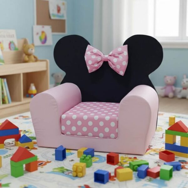 fotelja za decu bambi lux roze crna slikana u dečijoj sobi