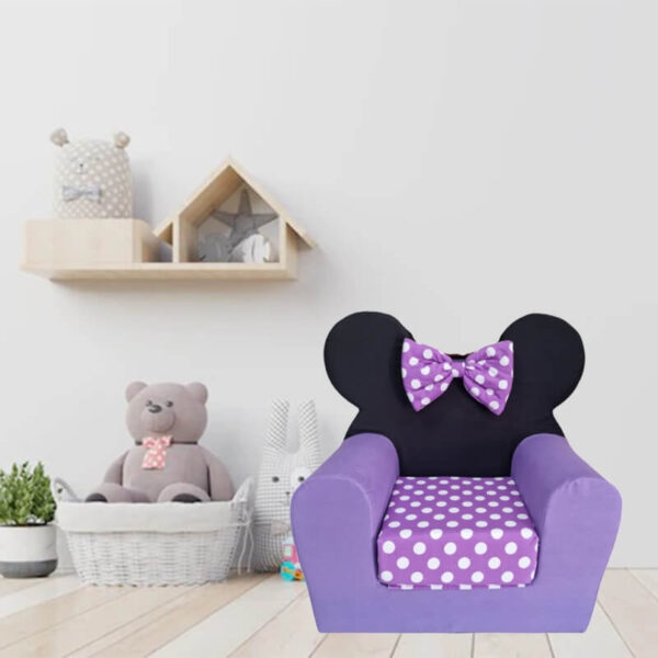 Fotelja na razvlačenje Bambi Lux Mini ljubičasta sa leptir mašnom