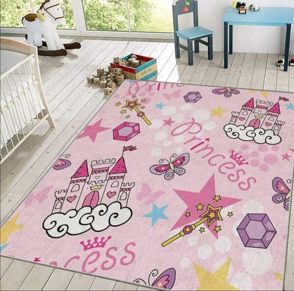 Tepih za decu Princess prikazan na podu dečije sobe