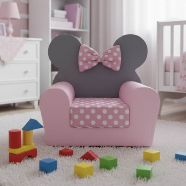 fotelja za decu lux mini sivo roze