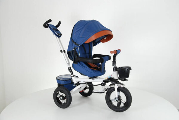 Tricikl za decu Comfort dzins plave boje, prikazan iz profila