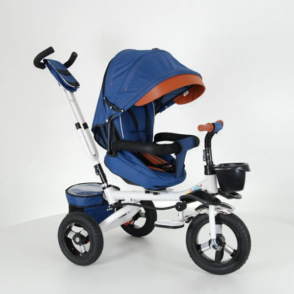Tricikl za decu Comfort dzins plave boje, prikazan iz profila
