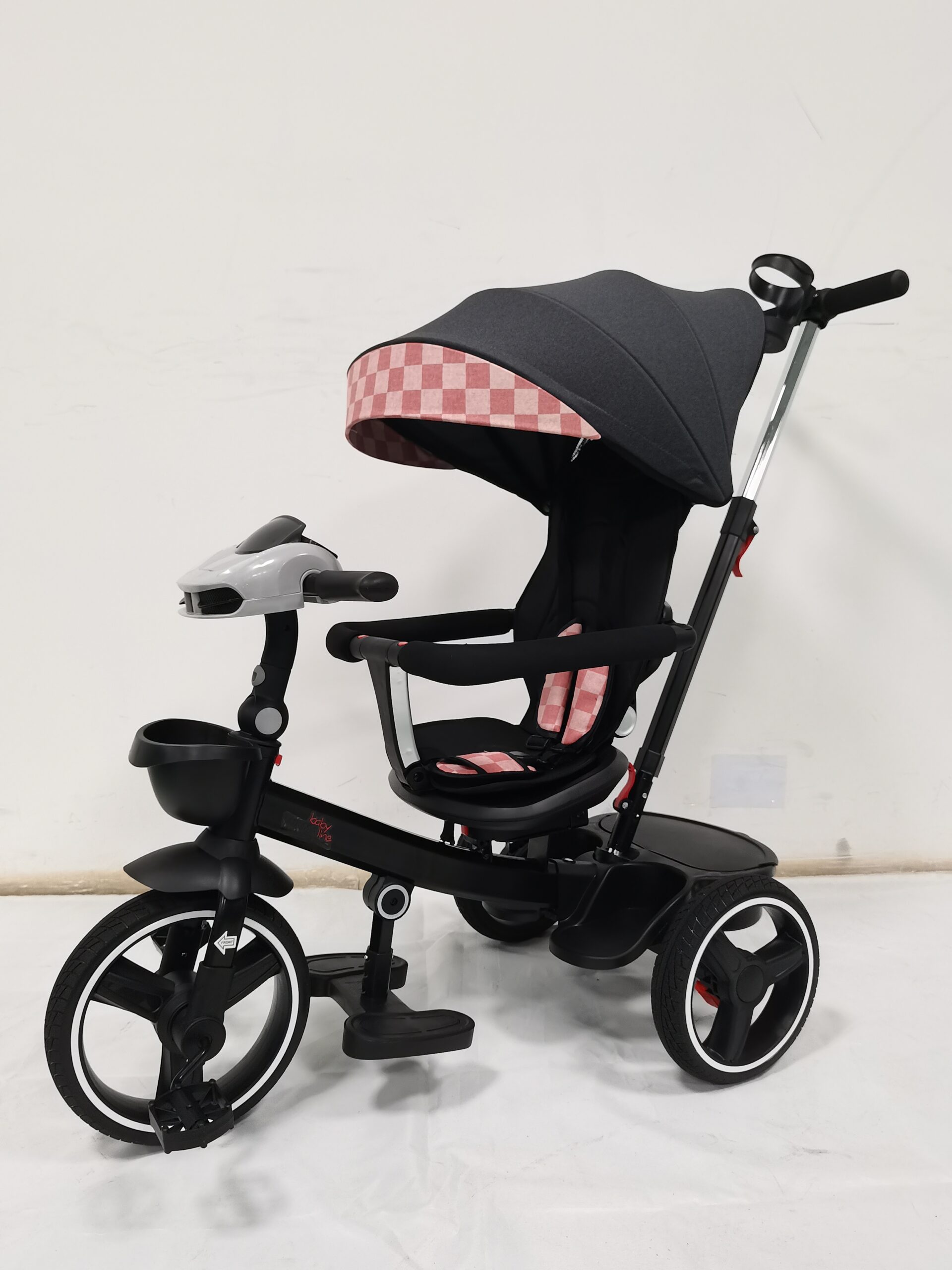 TS-24 7 Sklopivi tricikl Comfort Travel TS-24 sa rotacijom sedišta, podesivim naslonom, muzikom i svetlom - roze, 10084 - Slika 1