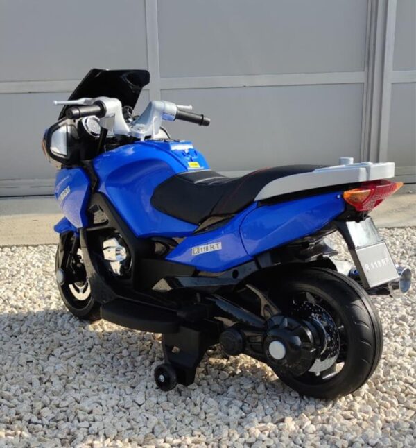 Motor za decu hzb plavi slikan otpozadi sa pomoćnim točkovima silikonskim gumama i mekim sedištem