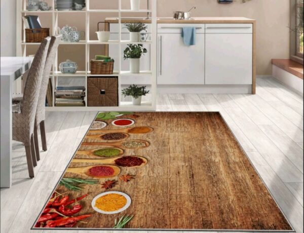 Tepih za kuhinju sa gumenom podlogom 120x180cm - Začini bež II KG-016/a - Slika 1