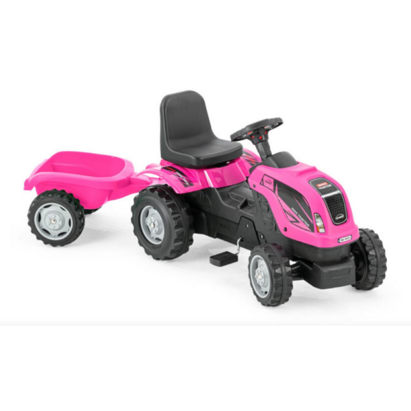 Traktor za decu 956 MMX roze boje sa prikolicom