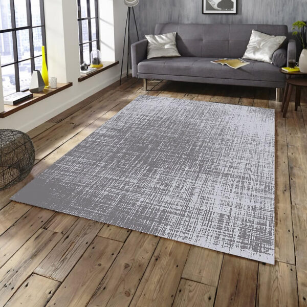 Tepih Sivo nijansiranje tg-3004 u većoj dimenziji prikazan na podu sobe