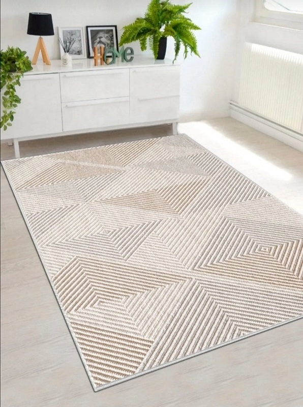 Tepih 140x220 Bež-sivi trouglovi tg-3112 (2) Tepih Bež - sivi trouglovi TG-3112