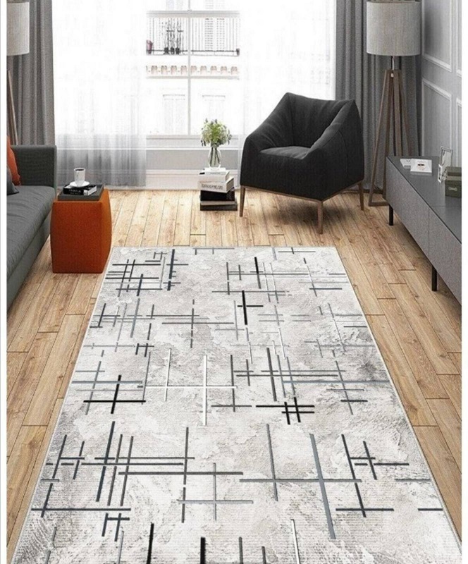 Tepih Ukrštene linije sivi tg-1132 Tepih Ukrštene linije sivi