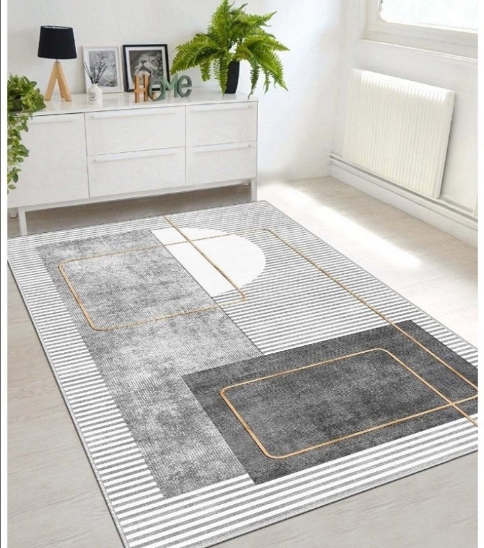 Tepih sa gumenom podlogom Crno-sivi 140x220tg-3110 Tepih Crno - sivi pravougaonici TG-3110