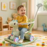 Guralica za decu 620-1 zelena sa dečakom kako se ljulja