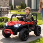 džip na akumulator ts-5588 crveni sa dečakom kako ga vozi