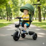 Dečiji tricikl TS-65 sa dečakom u triciklu kako ga vozi