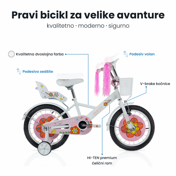 Dečija bicikla 16'' Daisy bela SM-16013 - Slika 3