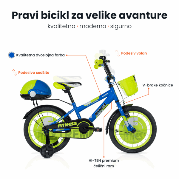 Dečija bicikla 16'' Fitness plavo-zelena SM-16002 - Slika 3