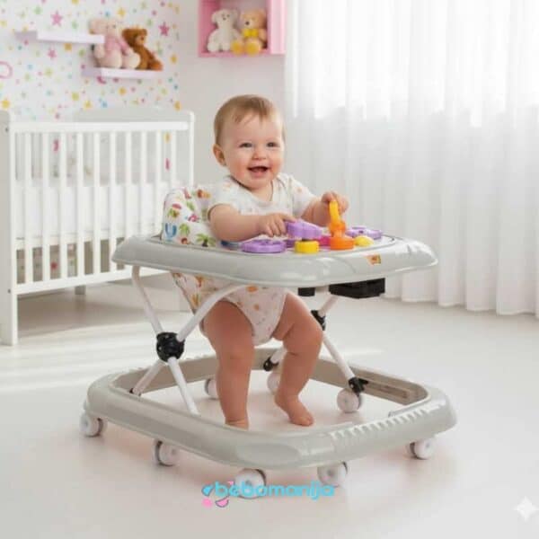Dubak-šetalica za bebe 7554 sivi