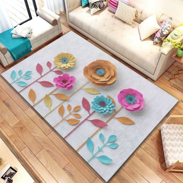 Tepih od pliša na gumenoj podlozi 120x180cm – Cvetovi, TG-1114