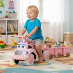 Guralica sa tri prikolice 473 roze sa detetom kako vozi guralicu