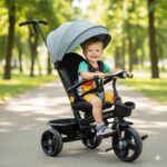 Sklopivi tricikl 4001 Sivi sa dečakom na slici