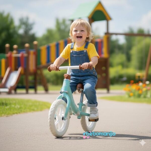 Balans bicikl 752 plavi sa dečakom kako vozi balanser