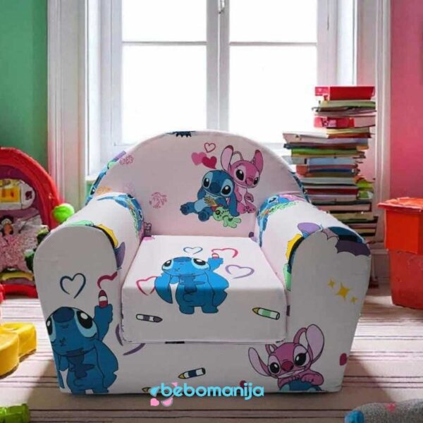 Fotelja Bambi na razvlačenje Stich - roze-beli