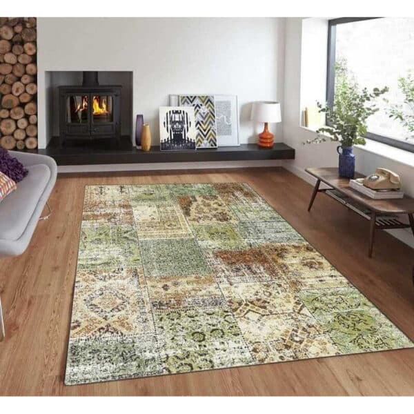 Tepih 140x220cm TG-3131 - Zeleno-braon Mozaik