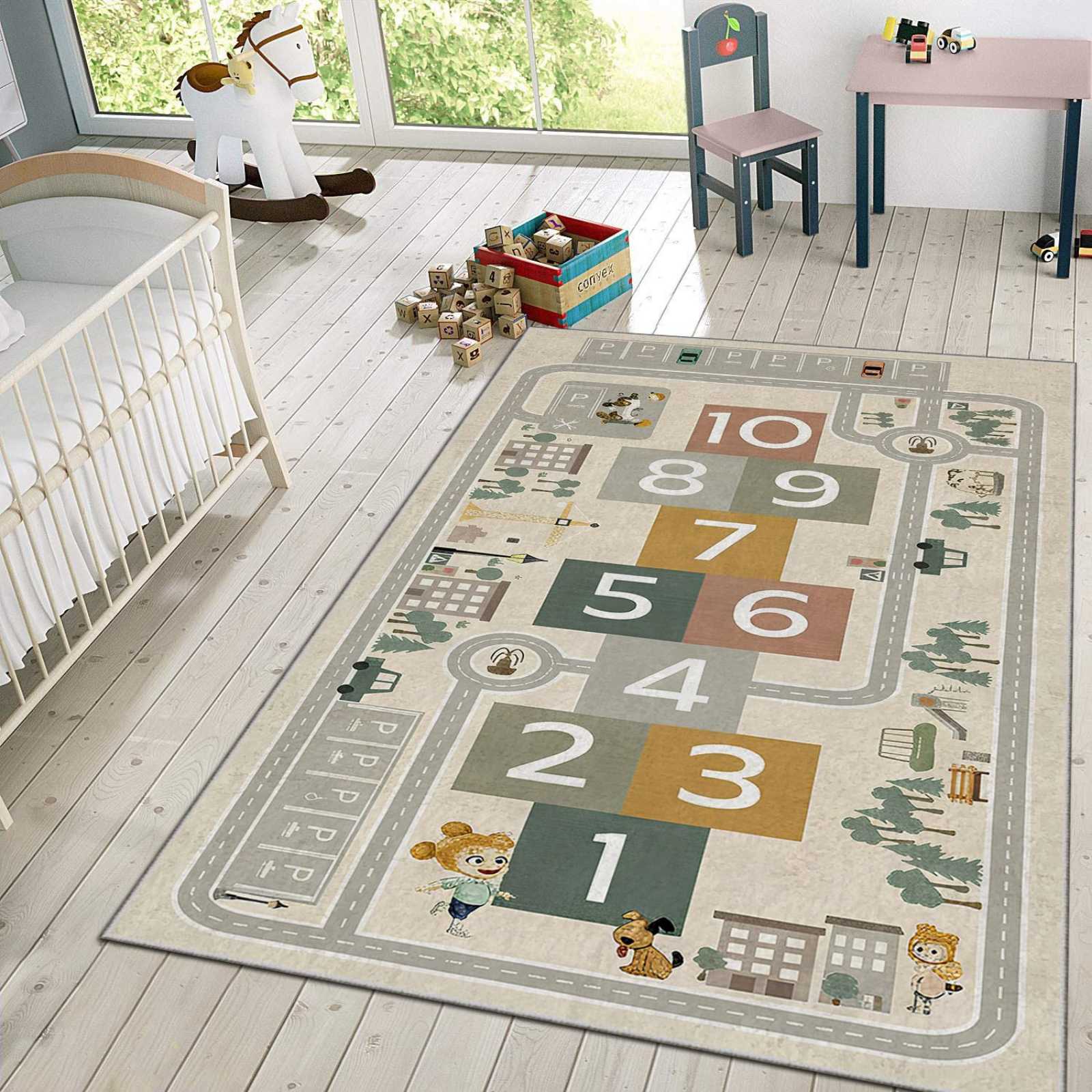 Tepih za dečiju sobu Školica parking staza TG-236