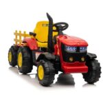 Traktor sa prikolicom na akumulator crveni slikan sa strane