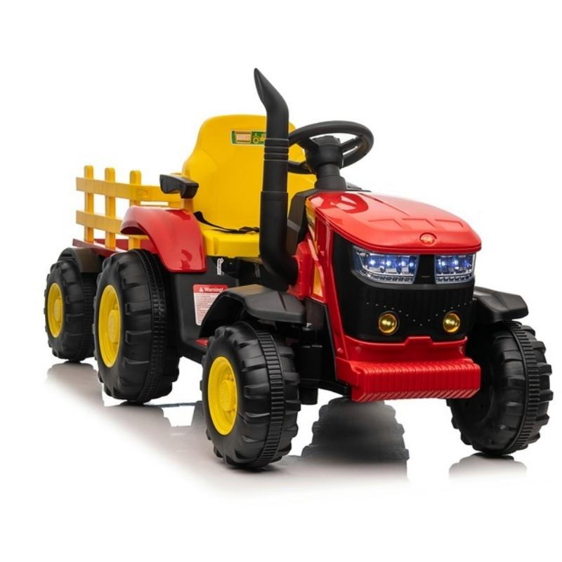 Traktor sa prikolicom na akumulator crveni slikan sa strane