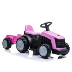 Traktor sa prikolicom na akumulator roze slikan sa strane