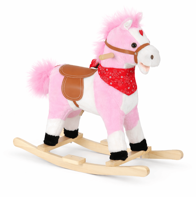 Plisani konjic klackalica sa muzikom Baby Line - Rozi