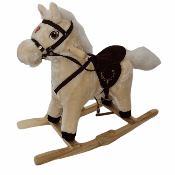 Plisani konjic klackalica sa muzikom i uzengijama Baby Line - Krem