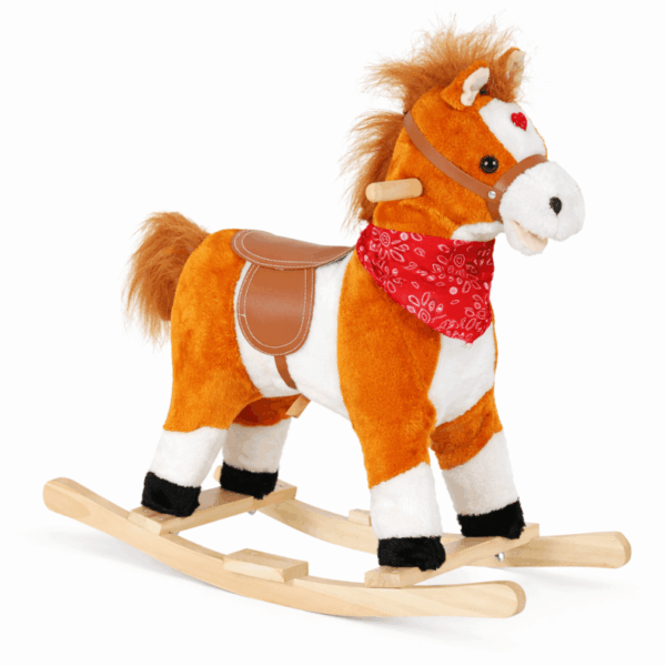 Plisani konjic klackalica sa muzikom Baby Line – Svetlo braon