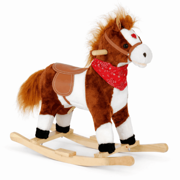 Plisani konjic klackalica sa muzikom Baby Line - Tamno braon