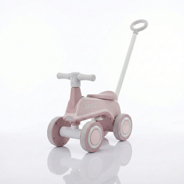 Dečija guralica "Dayou" sa metalnom ručkom i muzikom – Roze
