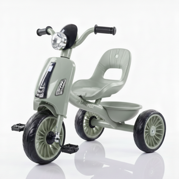 Tricikl za decu Sivi "Retro" sa EVA točkovima, muzikom i svetlima