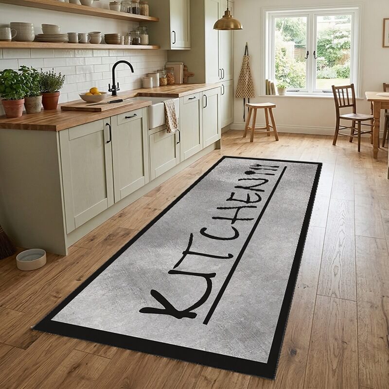 Staza za kuhinju 80x160cm sa gumenom podlogom  – Kitchen sivi, VKG-008