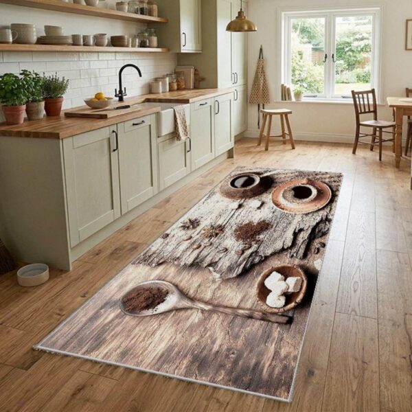 Staza za kuhinju 80x160cm sa gumenom podlogom – Kafa i kocke šećera, VKG-034