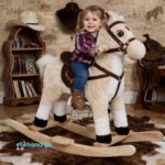 Plisani konjic klackalica sa muzikom i uzengijama Baby Line - Krem - Slika 3