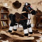 Plisani konjic klackalica sa muzikom i uzengijama Baby Line - Poni crni - Slika 2