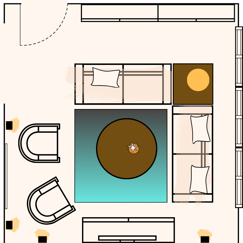 Kako postaviti mali tepih u odnosu na garnituru