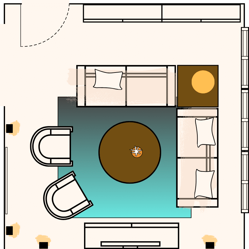 Kako postaviti srednji tepih u odnosu na garnituru