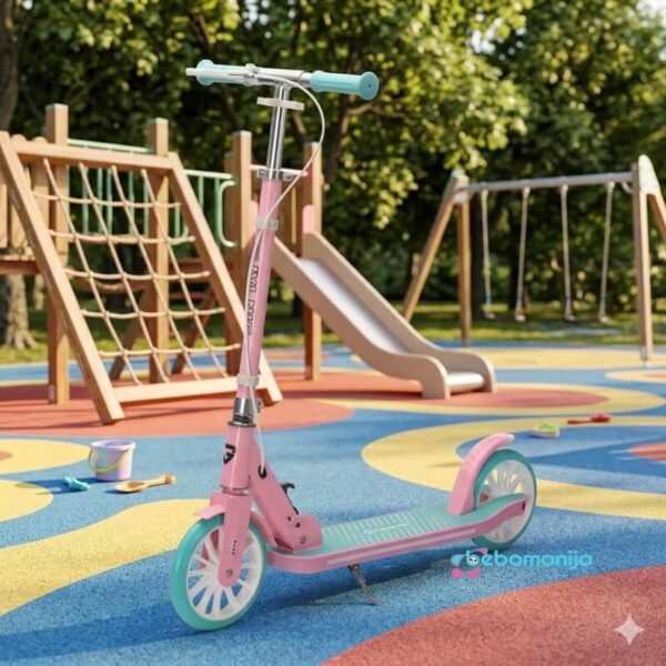 sklopivi trotinet tt-1005 roze tirkiz slikan u parku