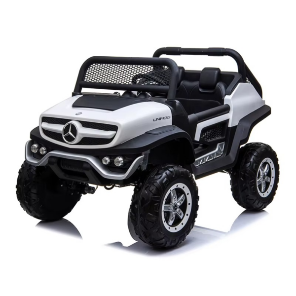 Džip Mercedes UNIMOG 12V sa mekim gumama i kožnim sedištem - Beli (SM-25503B)