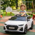 Licencirani Audi RS6 na akumulator 12V sa mekim gumama i kožnim sedištem - Beli