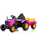 Dečiji traktor sa prikolicom i daljinskim roze - traktor na akumulator - slika 1