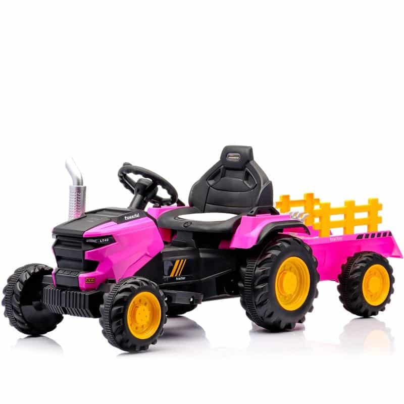 Dečiji traktor sa prikolicom i daljinskim roze Dečiji traktor sa prikolicom i daljinskim roze - traktor na akumulator - slika 1