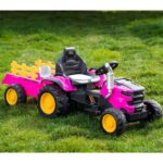 Dečiji traktor sa prikolicom i daljinskim roze - traktor na akumulator - slika 2